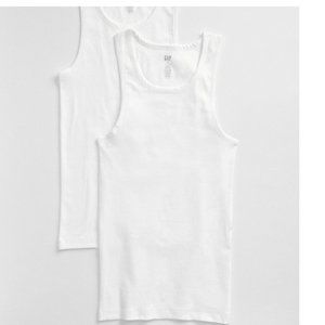 NEW GAP MENS STRETCH RIB TANK SET OF 2 WHITE XL